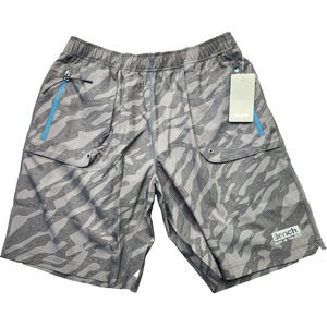 NWT Bench Urban Wear Unisex Loose fit Active shorts Size Medium Grey Topo map